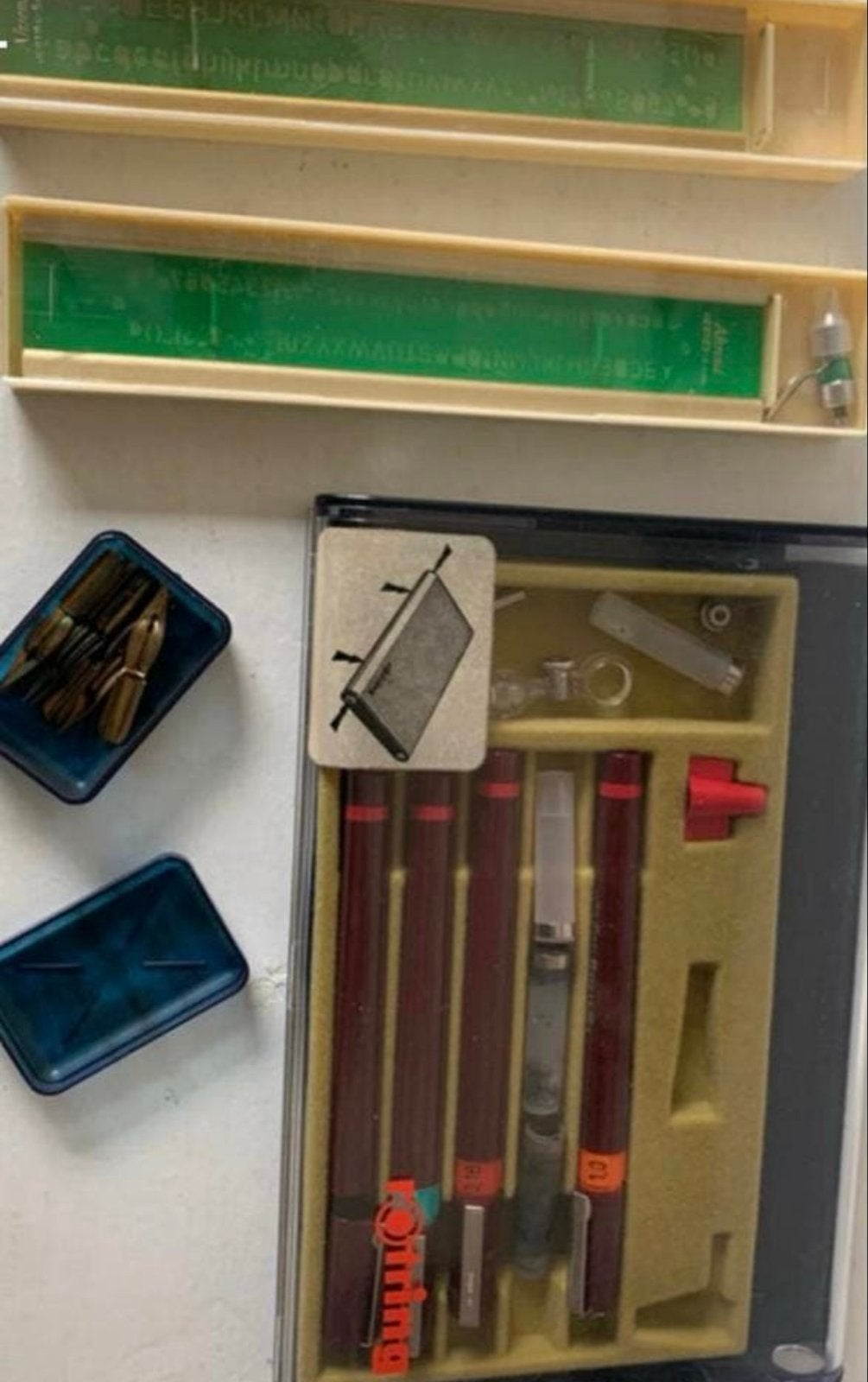 Complete Rotring Tekenset met Tekenpennen en Mallen, Ophalen of Verzenden, Gebruikt
