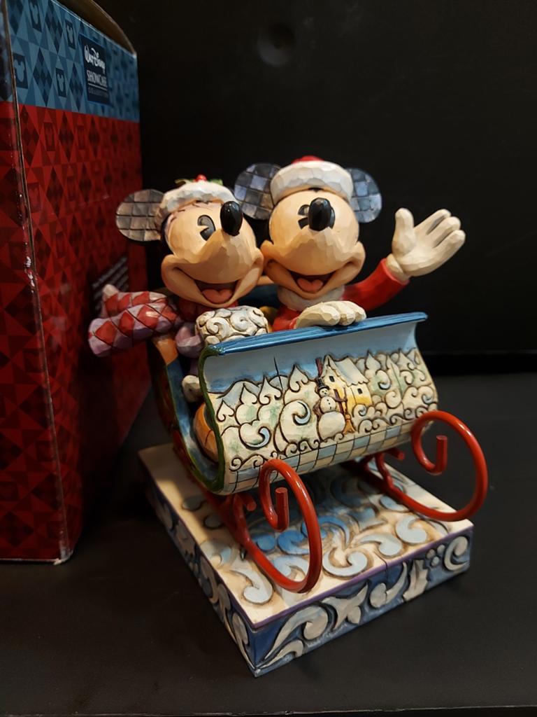 Jim Shore Retired Disney Traditions Mickey Mouse Kerst beeld, Ophalen, Mickey Mouse, Zo goed als nieuw, Beeldje of Figuurtje