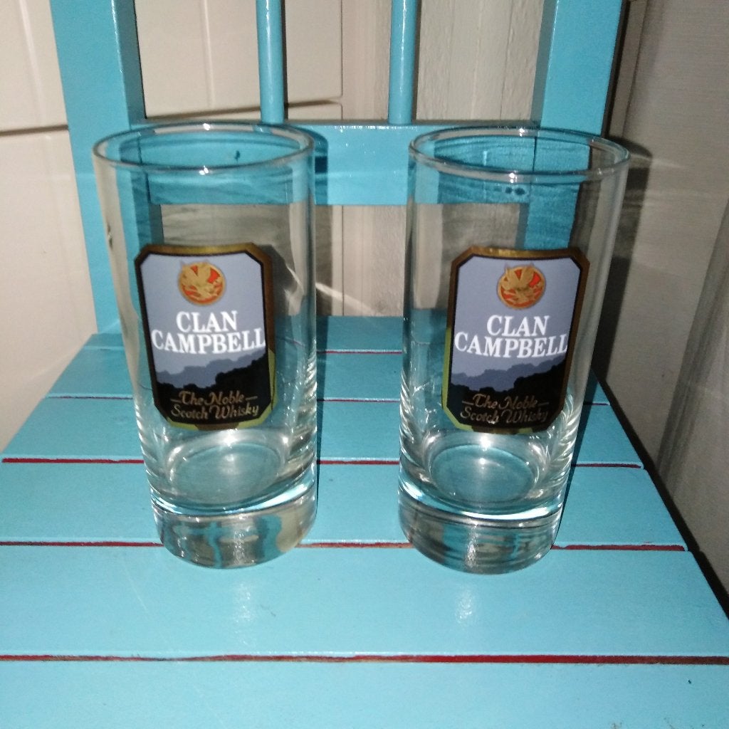 Clan Campbell Scotch whisky glazen set van 2 stuks, Verzamelen, Glas en Borrelglaasjes, Ophalen, Gebruikt, Overige typen