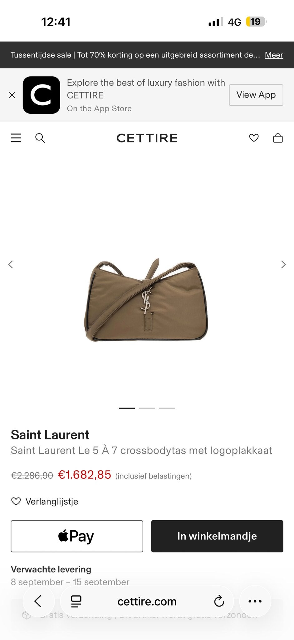 Saint Laurent Le 5 À 7 crossbodytas, Ophalen of Verzenden, Nieuw, Bruin, Schoudertasje
