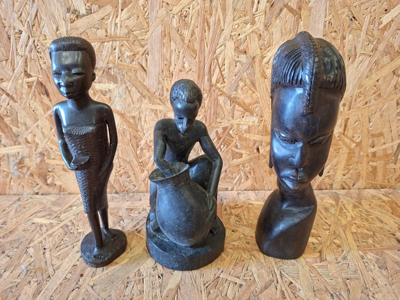 3 oude houten Afrikaanse beeldjes ,houtsnijwerk, Ophalen of Verzenden