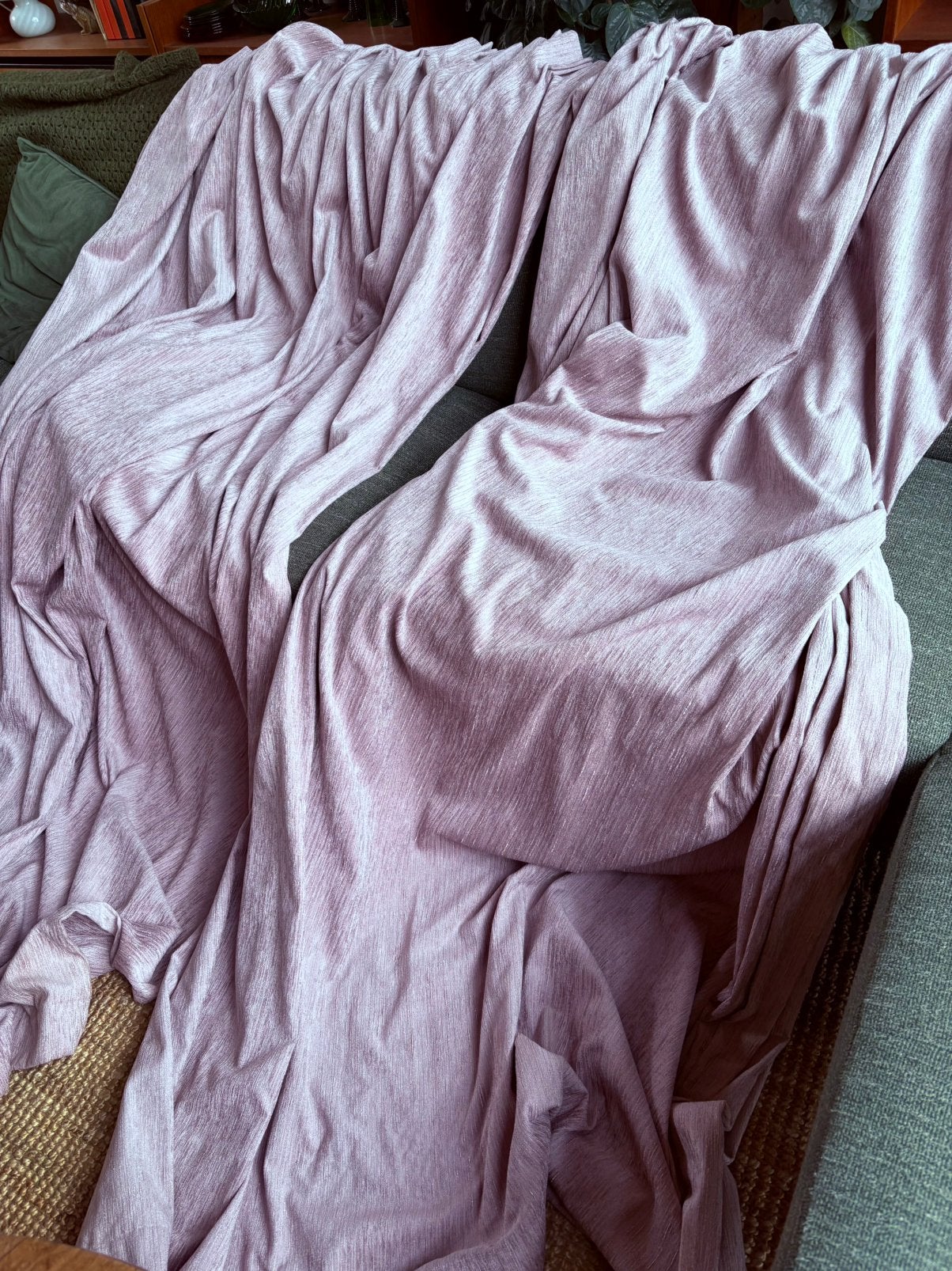 Vintage retro velours gordijnen oudroze / lila 240 br  240 h, Huis en Inrichting, Stoffering | Gordijnen en Lamellen, Met haken