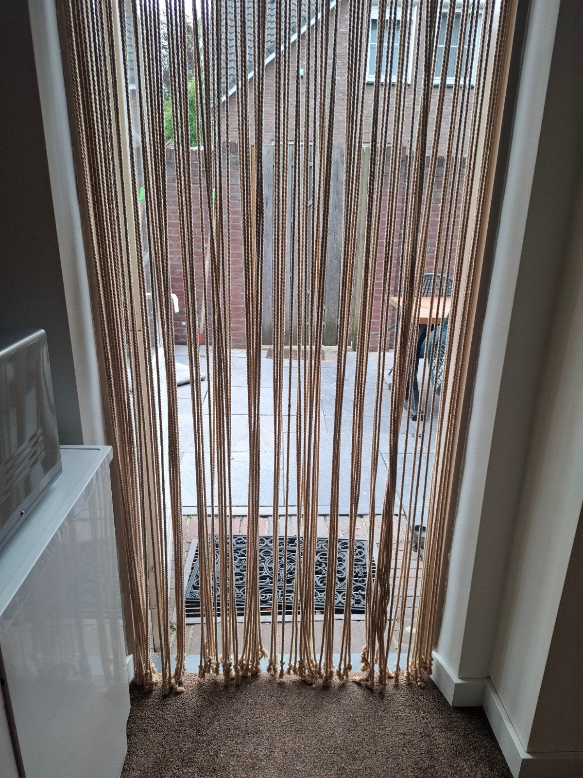 Vliegengordijn van touw, beige, 90x200 cm, Overige materialen, Gebruikt, Beige, Ophalen of Verzenden