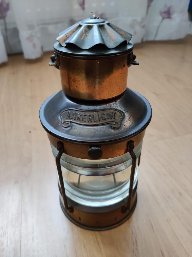 Antiek Ankerlicht Windlicht - Koperen Scheepslamp, Ophalen of Verzenden