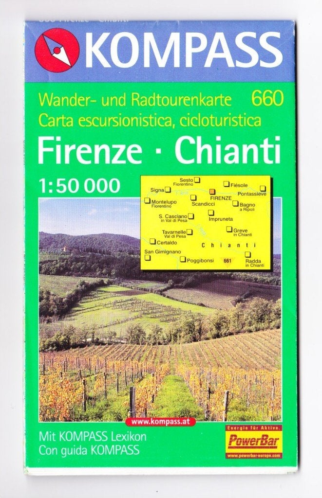 Kompass 660 wandelkaart Firenze Chianti, Gelezen, Landkaart, 1800 tot 2000, Italië