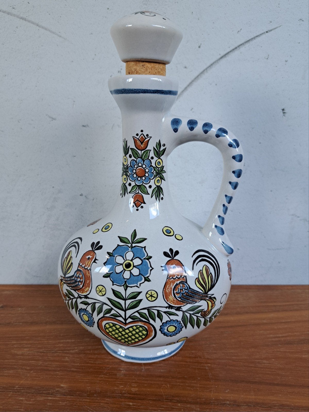 Vintage handbeschilderde karaf Ulmer Keramik West Germany, Ophalen of Verzenden