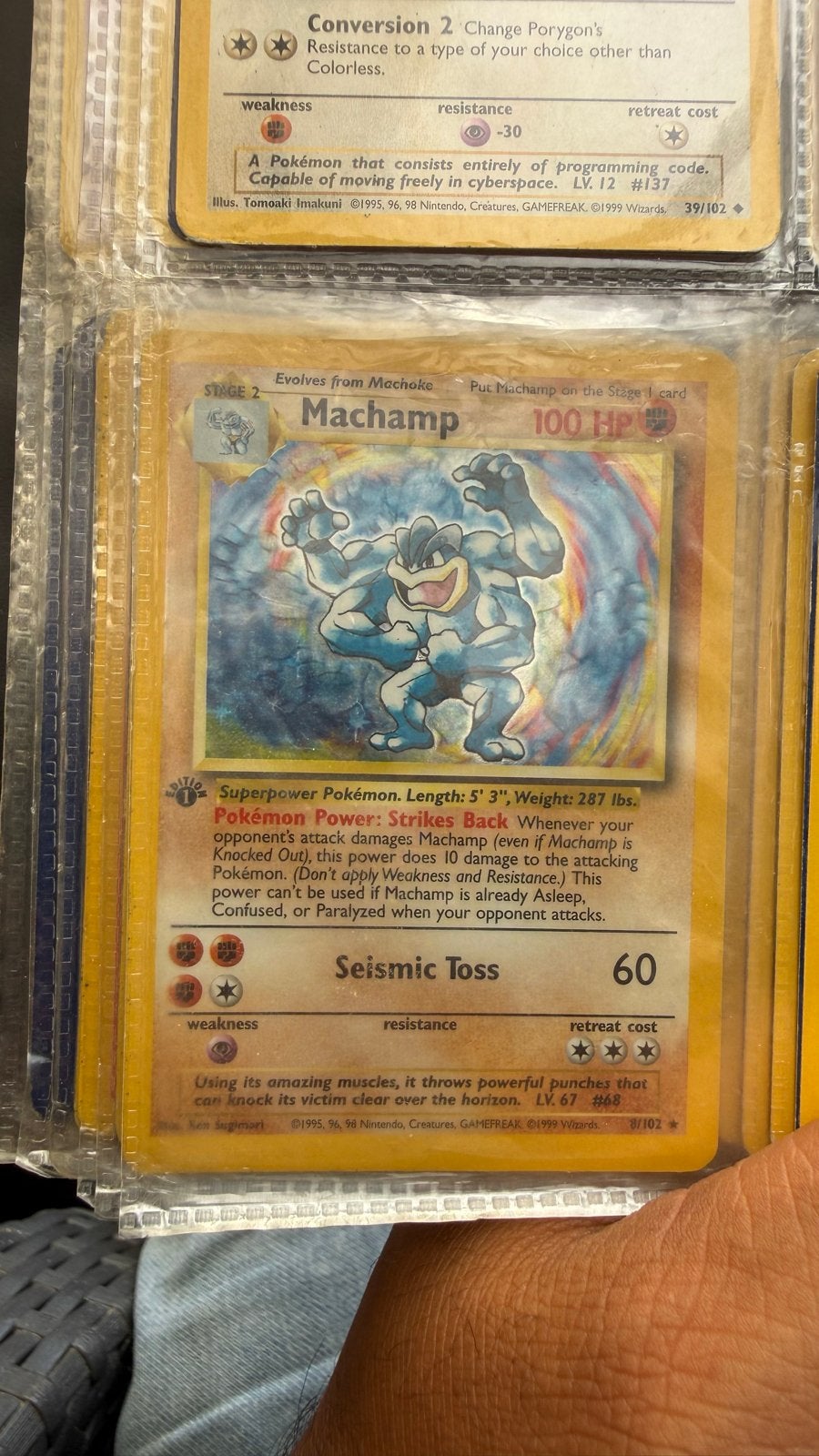 Pokémon Machamp 8/102 Holo 1st Edition Base Set, Hobby en Vrije tijd, Verzamelkaartspellen | Pokémon, Verzenden, Gebruikt, Losse kaart