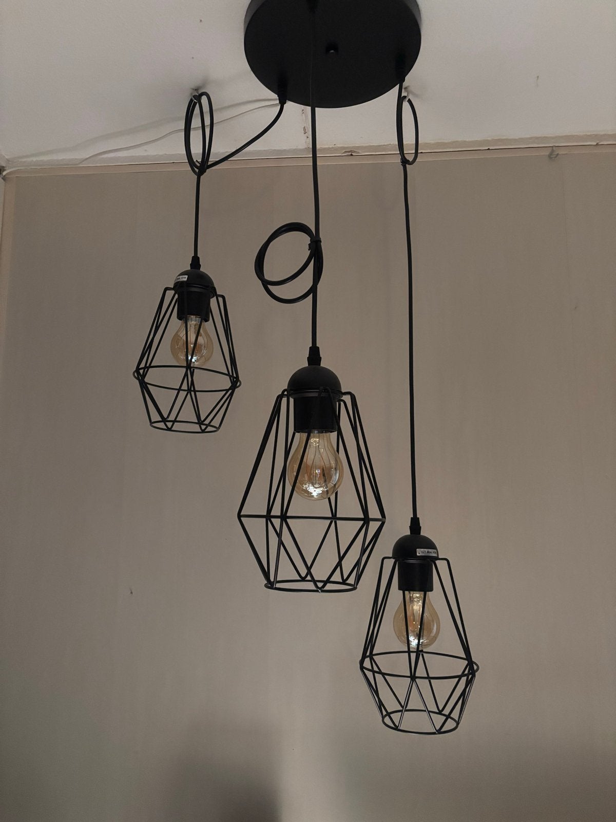 2 sets zwarte hanglampen 40 euro per set, 70 euro voor 2, Ophalen, Gebruikt, Metaal, E27 (groot)