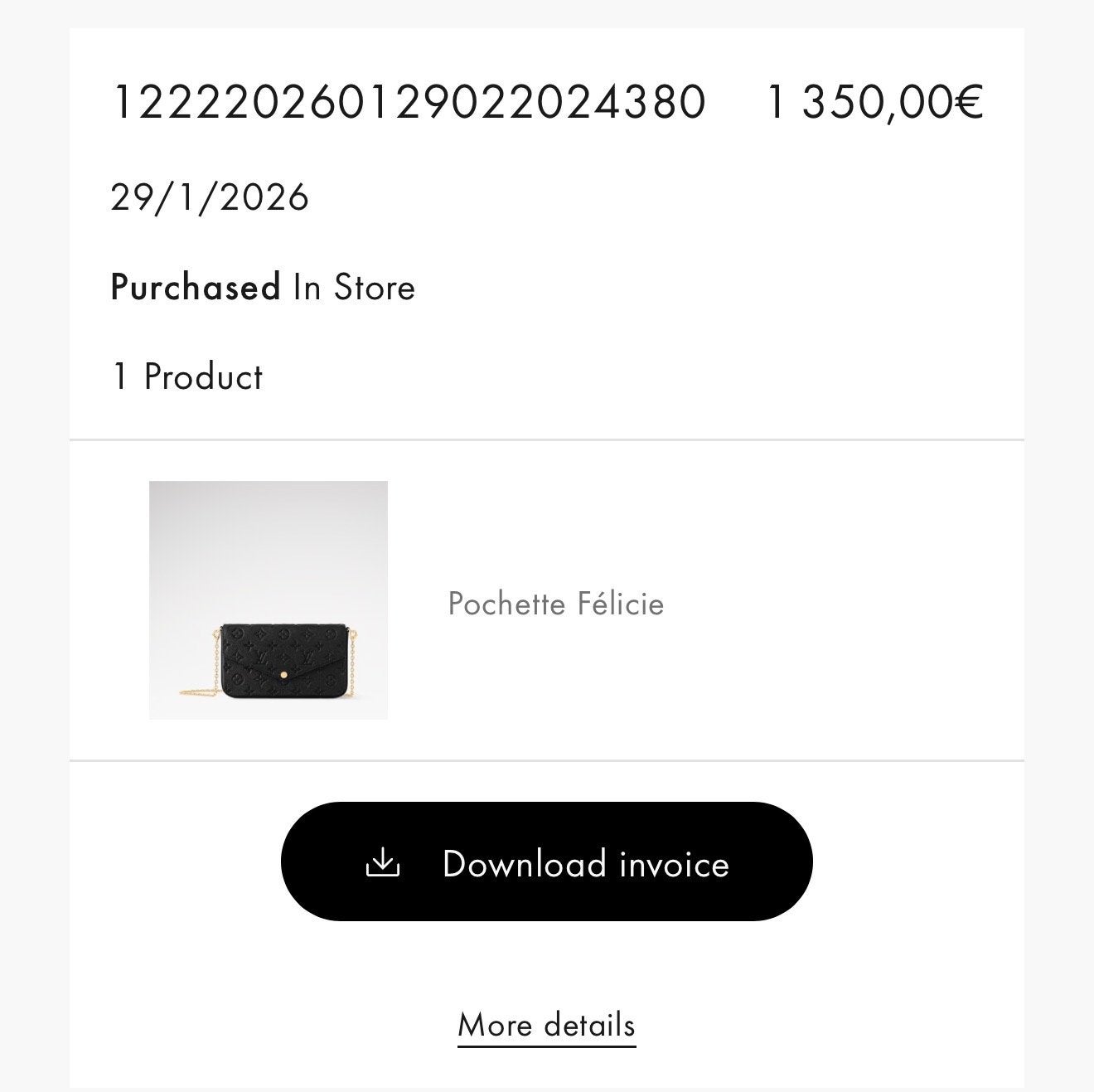 Louis Vuitton Pochette Félicie - Nieuw en Ongebruikt, Sieraden, Tassen en Uiterlijk, Ophalen, Nieuw, Zwart, Schoudertasje