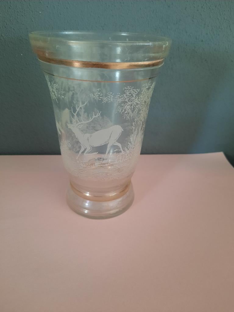 geëtst glas Art / DECO Franse antieke glas, Antiek en Kunst, Antiek | Glas en Kristal, Ophalen