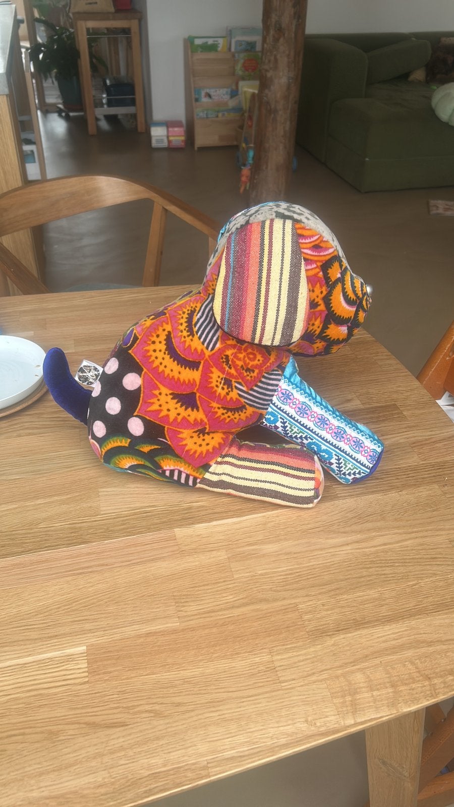 Design Hond van verschillende stoffen ., 30 cm, Meerkleurig, Textiel, Handgemaakt