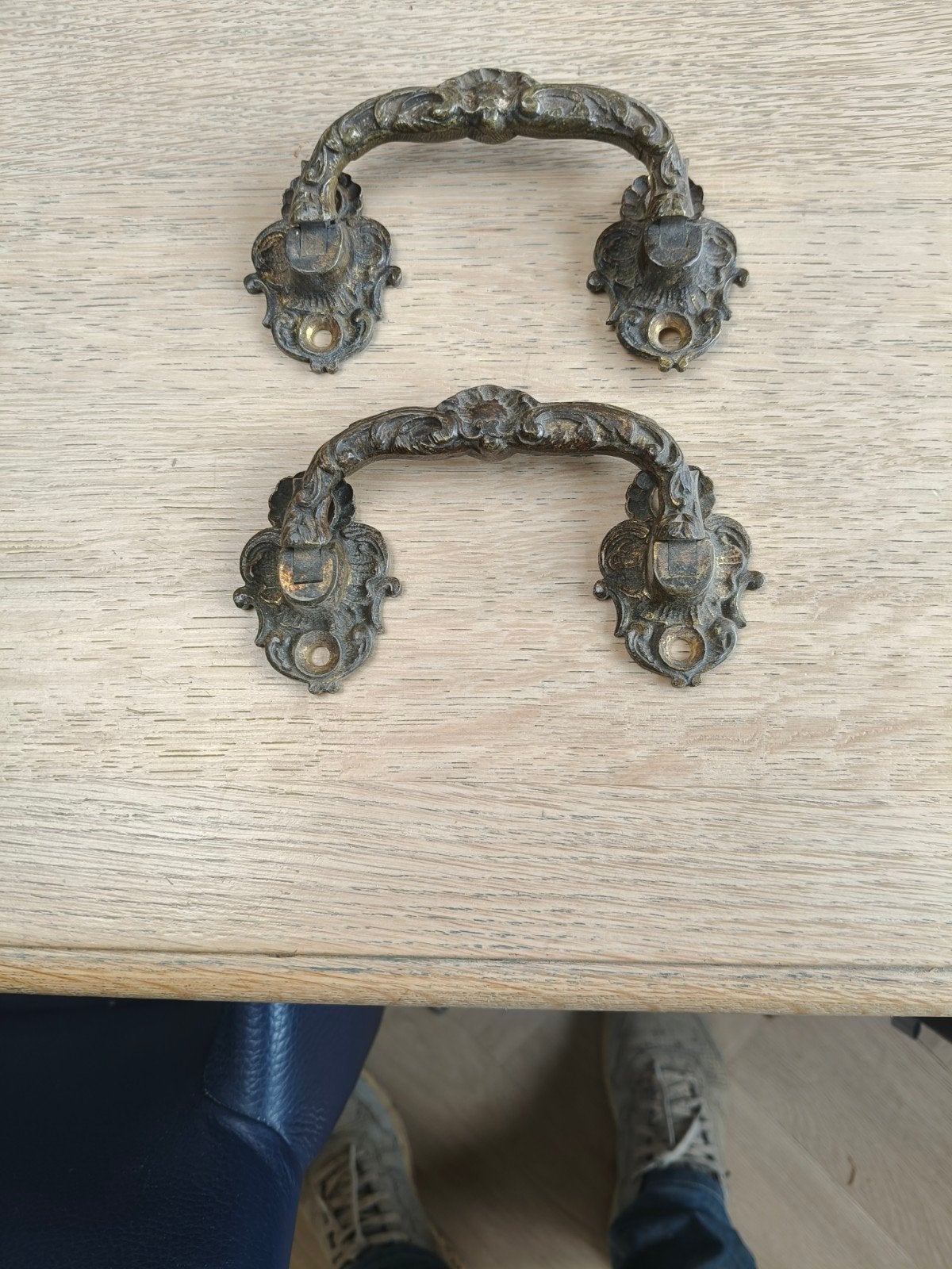 2 bronzen handvatten, Ophalen of Verzenden