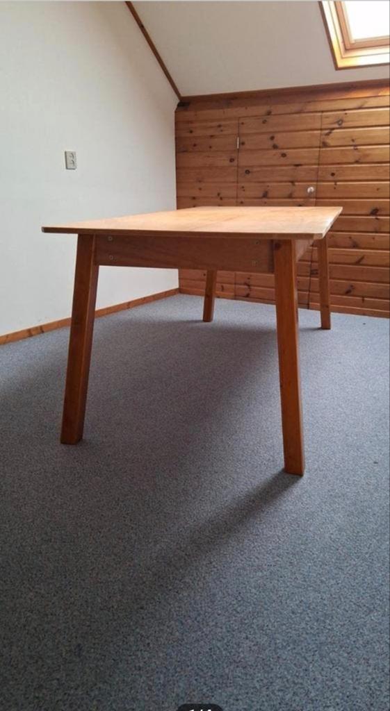 Houten tafel, watervast verlijmd, demontabel, Zo goed als nieuw, Vijf personen of meer, 150 tot 200 cm, Rechthoekig