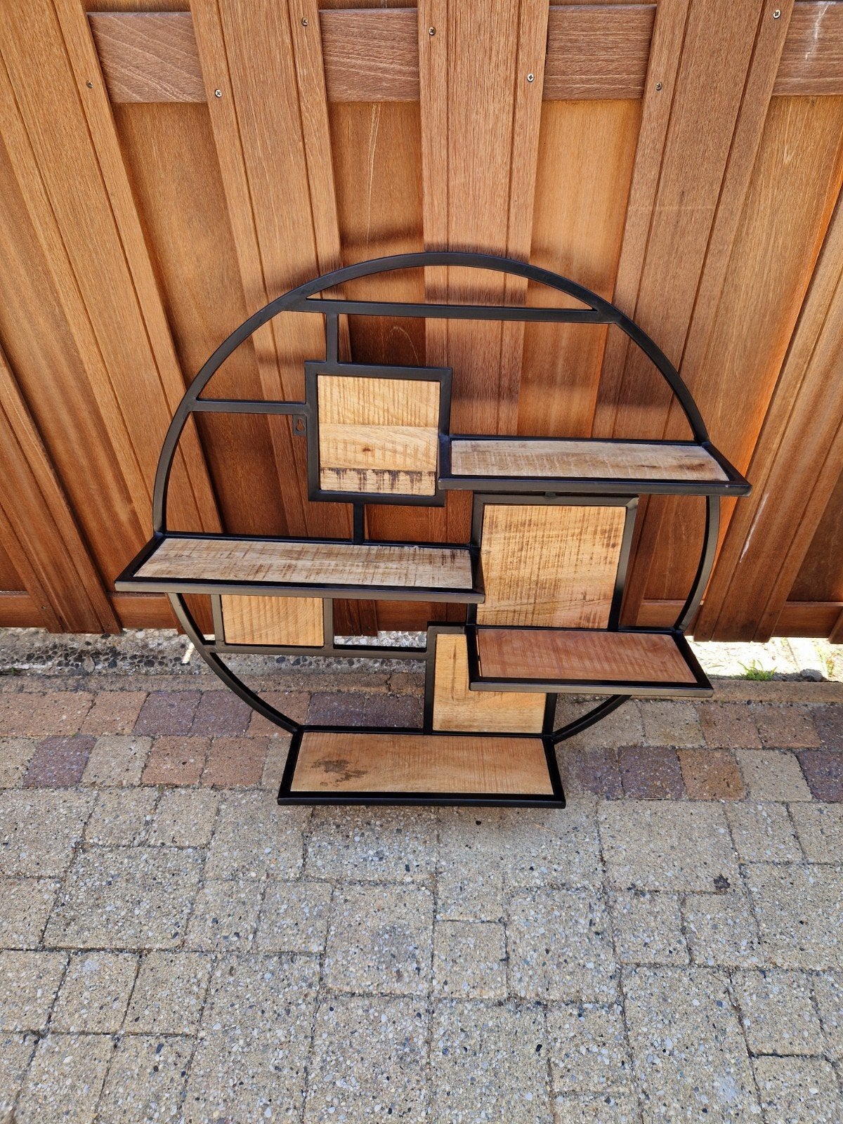Wandrek zwart staal met hout., Huis en Inrichting, Woonaccessoires | Wandplanken en Boekenplanken, Ophalen