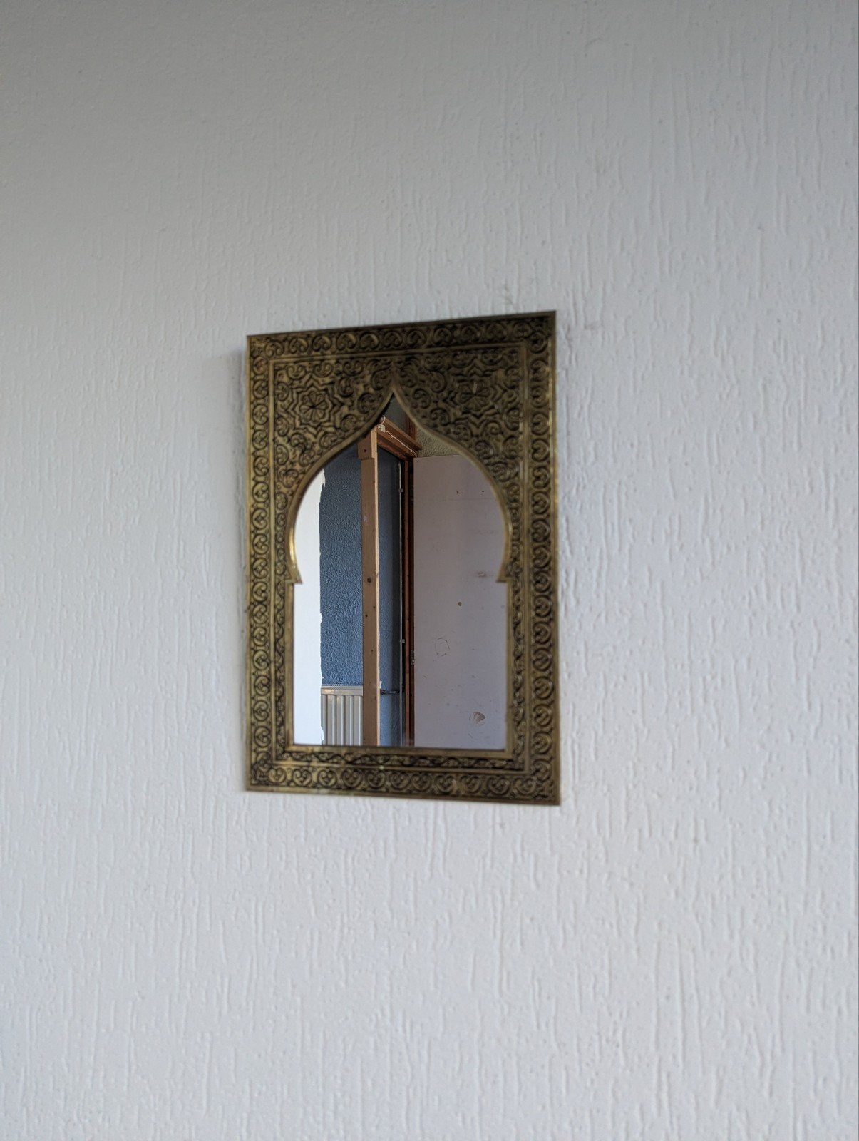Decoratieve Koperen Spiegel, Antiek en Kunst, Ophalen, Rechthoekig, Minder dan 50 cm, Minder dan 100 cm