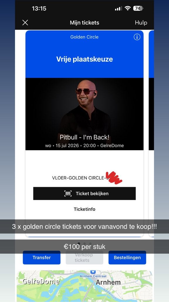 Tickets Pitbull, Tickets en Kaartjes, Drie personen of meer, Juli
