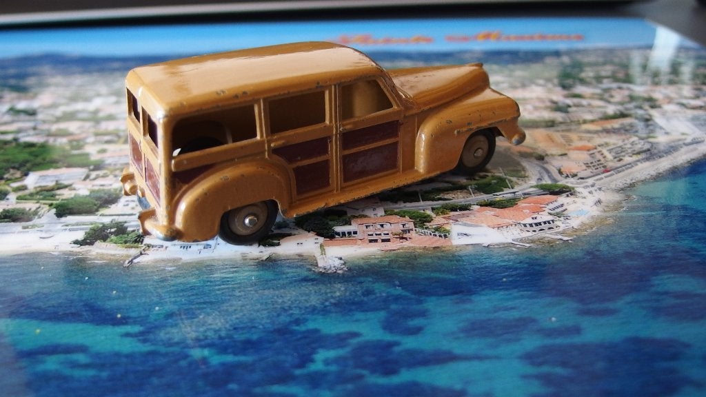 Fraaie Dinky Toys Plymouth Woody 1950, nr. 27F, Ophalen of Verzenden, Zo goed als nieuw, Auto, Dinky Toys