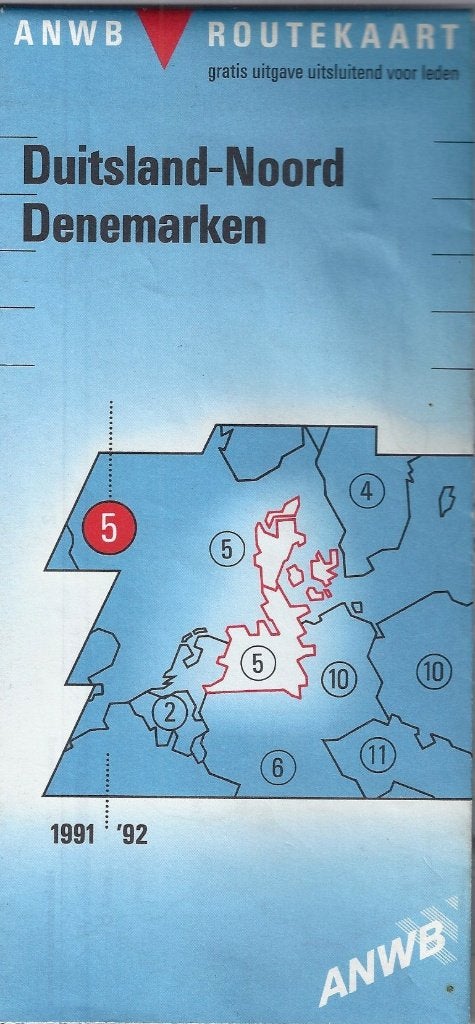 W6 plattegrond ANWB Duitsland-noord Denemarken - 1991 / 92, Boeken, Atlassen en Landkaarten, Gelezen, 2000 tot heden, Ophalen of Verzenden