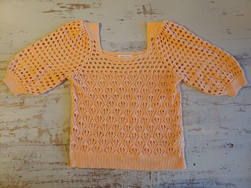 Tramontana gehaakte top met pofmouwen - Maat M, Maat 38/40 (M), Tramontana, Oranje, Ophalen of Verzenden