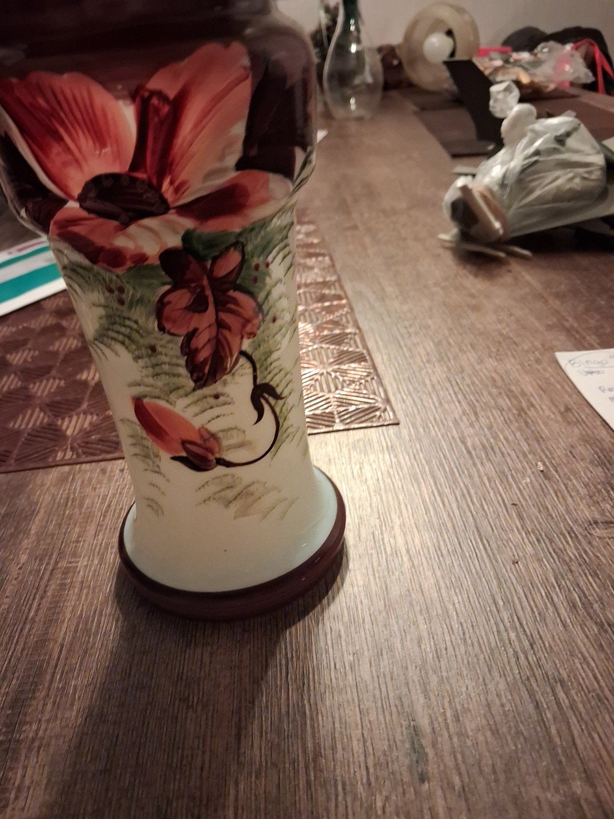 Antieke handgeschilderde vaas met bloemmotief, Antiek en Kunst, Ophalen of Verzenden