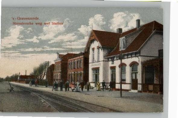 's Gravenzande Monstersche weg+Station st1923 zie adreszijde, Verzenden, 1920 tot 1940, Gelopen, Zuid-Holland