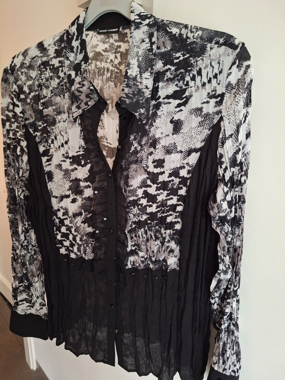 Zwart witte blouse Gerry Weber 46 nu 12,50, Verzenden, Zwart, Maat 46/48 (XL) of groter, Zo goed als nieuw