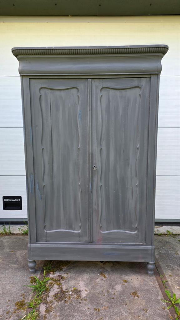 Antieke grenen brocante biedermeier kast met drie laden, Antiek en Kunst, Antiek | Meubels | Kasten, Ophalen of Verzenden