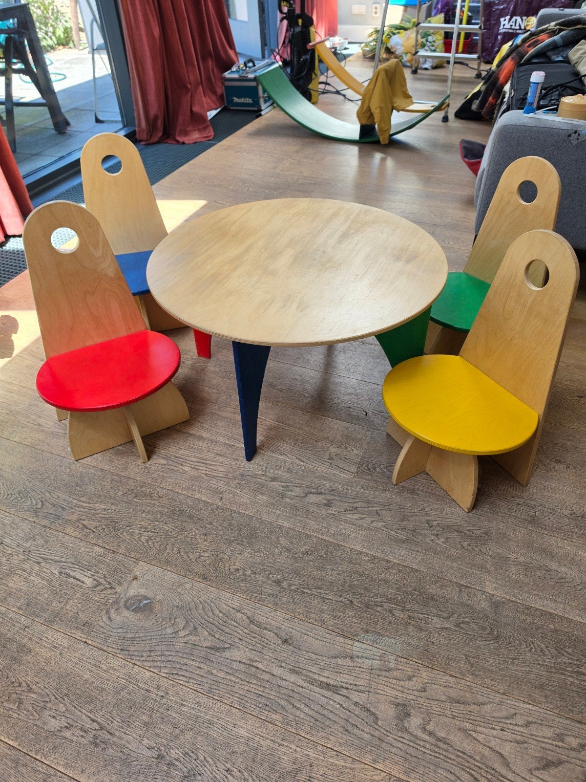 [WO05] ADO Apollo Designset Kindertafel met 4 stoeltjes, Ophalen, Gebruikt, Tafel(s) en Stoel(en)