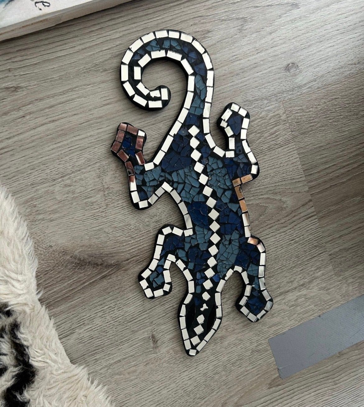 Mooie mozaïek hagedis wanddecoratie, Blauw, Overige stijlen, Ophalen of Verzenden, Zo goed als nieuw