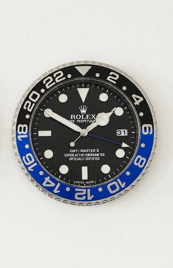 Rolex Wandklok GMT Master II – 34 cm – RVS, Ophalen of Verzenden, Nieuw, Wandklok