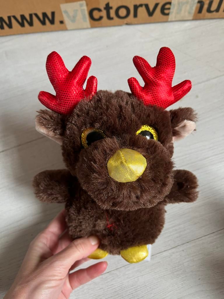 Rendier knuffel grote ogen, Kinderen en Baby's, Speelgoed | Knuffels en Pluche, Ophalen of Verzenden, Zo goed als nieuw, Overige typen