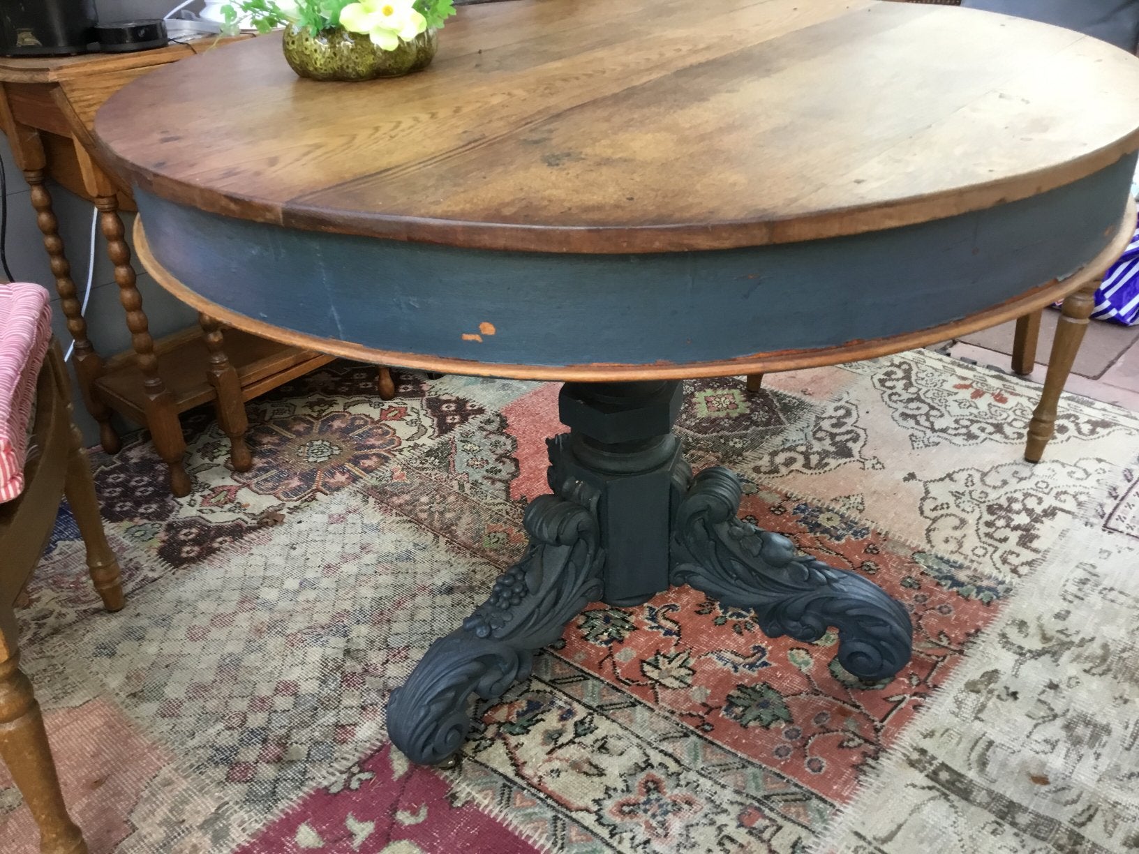 Eettafel rond 103  cm rond (antiek), Ophalen, Gebruikt, Rond, 100 tot 150 cm
