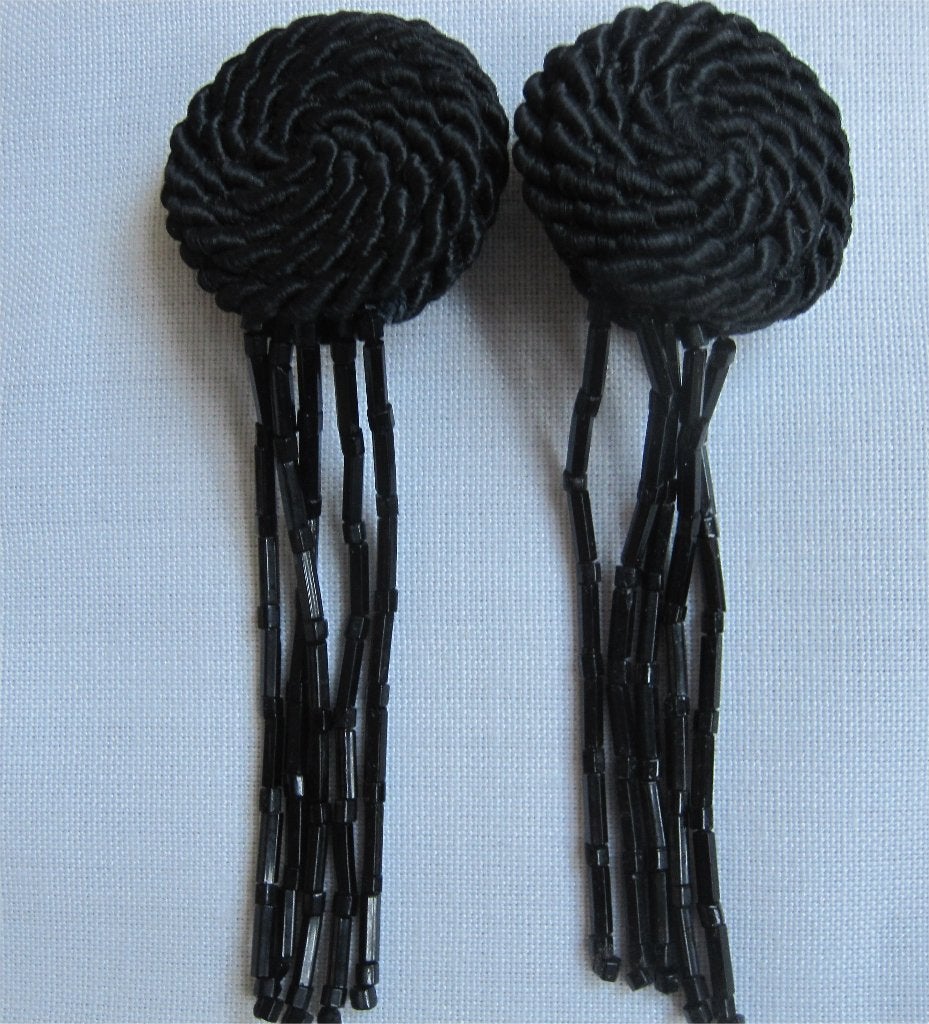Vintage oorclips (past bij gitten rouwketting), Ophalen of Verzenden, Zwart, Overige materialen, Hangers