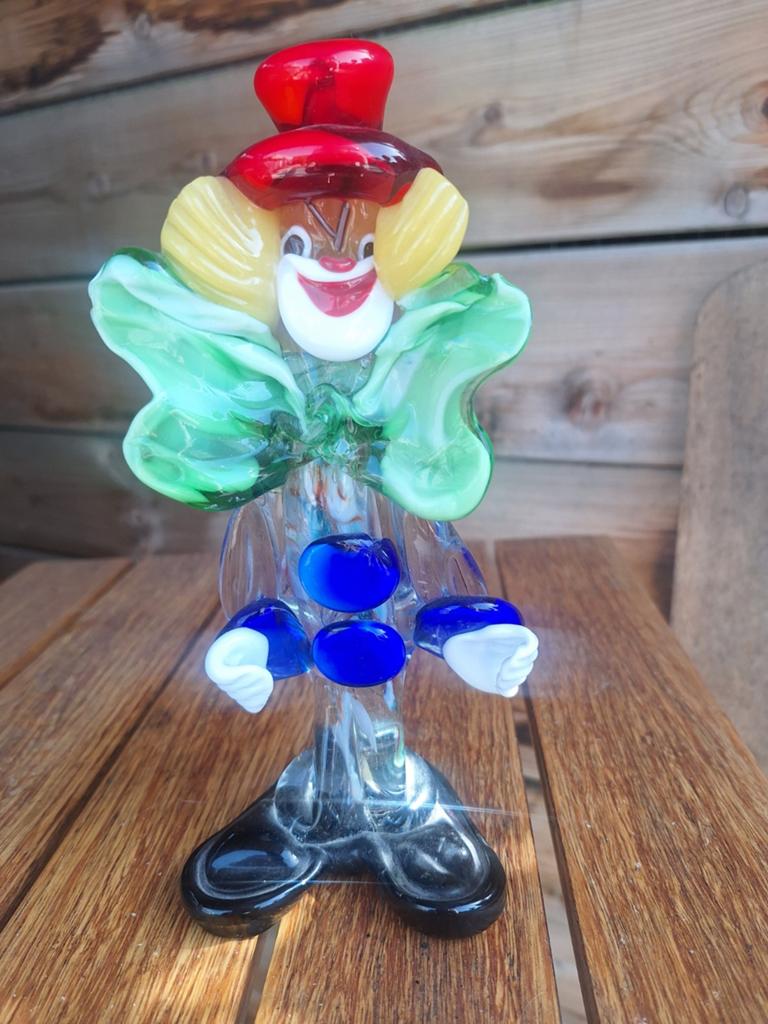 Kleurrijke Murano Glas Clown - 20.5 cm Hoog, Ophalen of Verzenden
