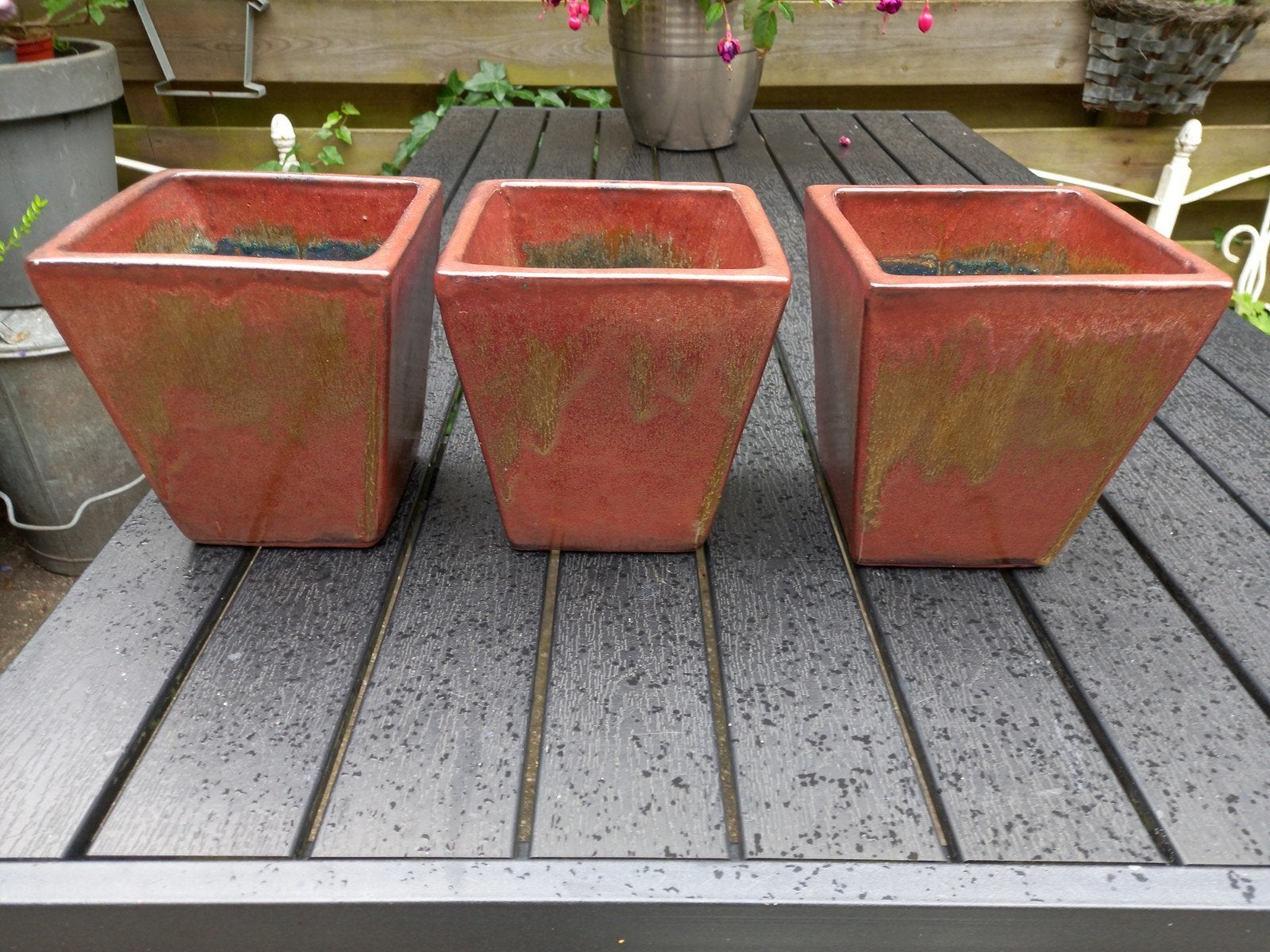 Prachtige zware  bloempotten, Steen, Minder dan 30 cm, Rond, Ophalen of Verzenden