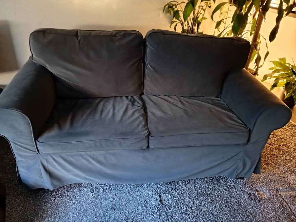 IKEA EKTORP 2-zitsbank - Donkergrijs, Ophalen, Modern, Comfortabel, Gebruikt, 150 tot 200 cm