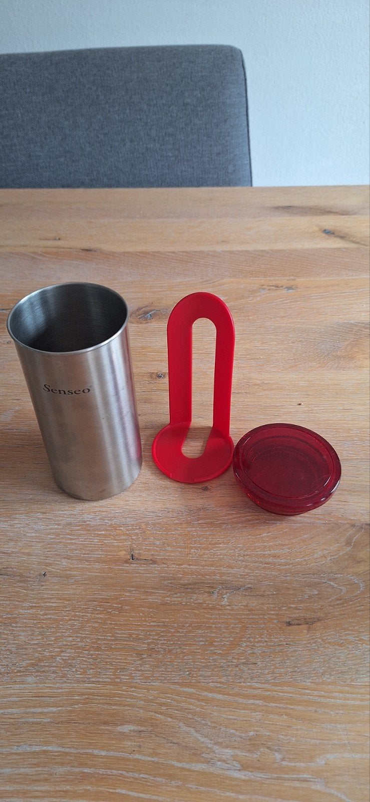 Senseo pads houder RVS (rood en blauw), Witgoed en Apparatuur, Koffiezetapparaten, Gebruikt, Koffiepads en cups, Overige modellen