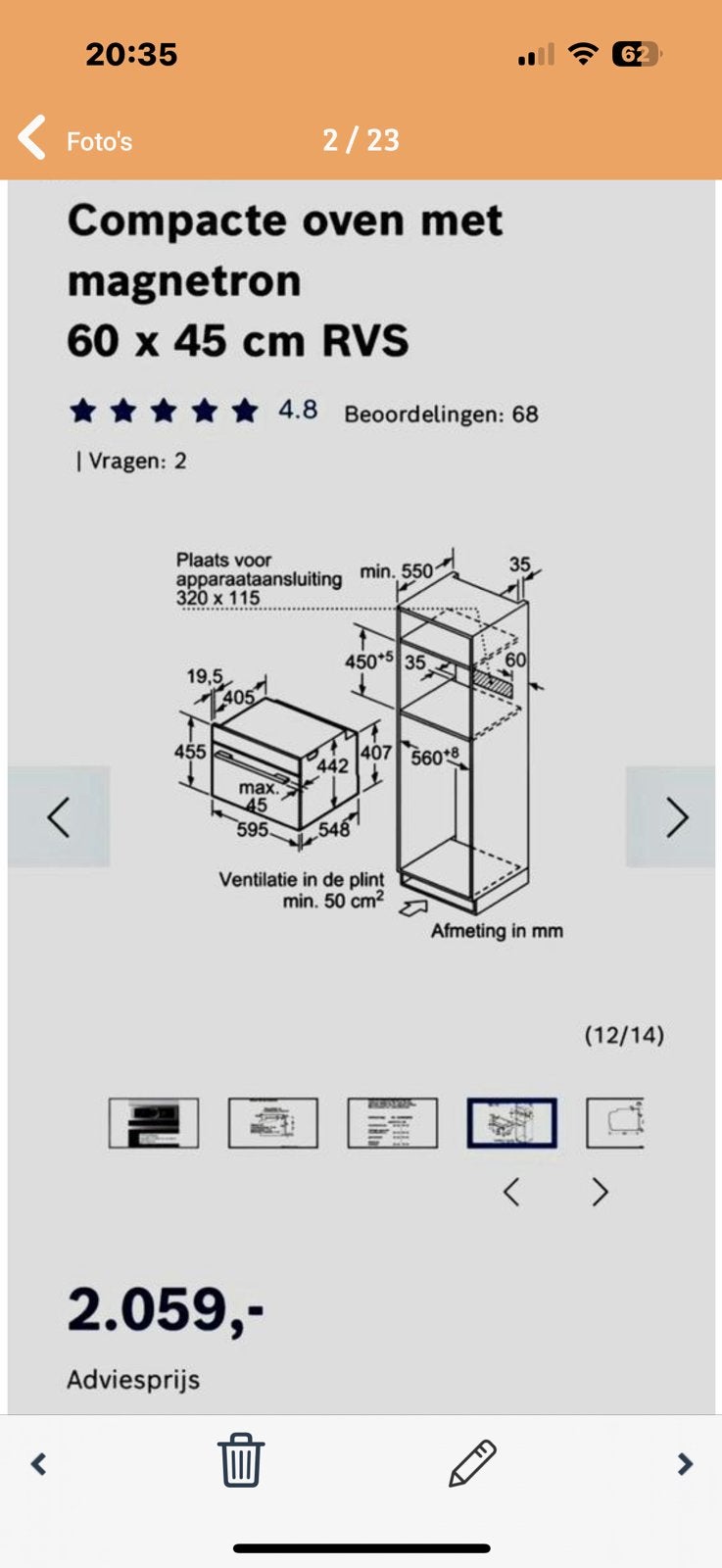 ZGAN !!!!BOSCH inbouw Combi oven/Magnetron CMG836BS1, Witgoed en Apparatuur, Combimagnetron, Ophalen of Verzenden, Zo goed als nieuw