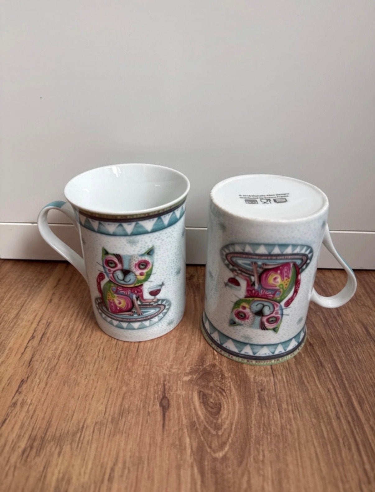 Set van 2 Michelle Allen Designs kattenmokken, Huis en Inrichting, Keuken | Servies, Ophalen, Keramiek, Zo goed als nieuw, Overige stijlen