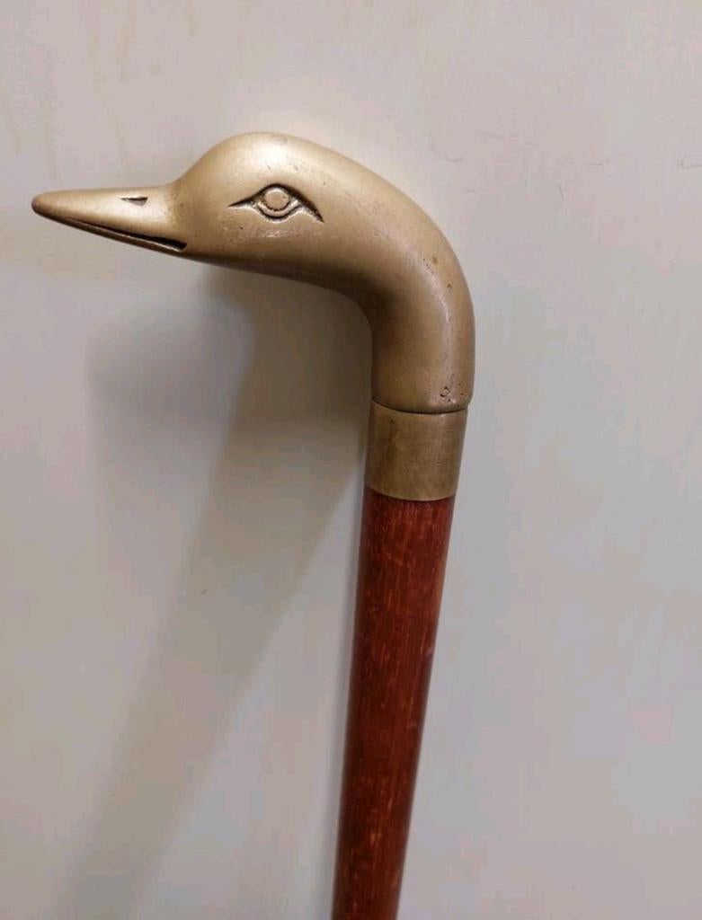 Eendekop eend antiek ? wandelstok cain messing brons?, Diversen, Wandelstokken, Ophalen of Verzenden, Gebruikt