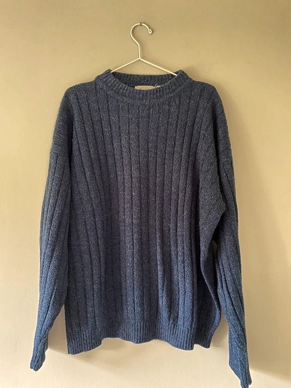 Donkerblauwe trui maat XL kabeltrui heren ronde hals, Kleding | Heren, Truien en Vesten, Blauw, Ophalen of Verzenden, Zo goed als nieuw