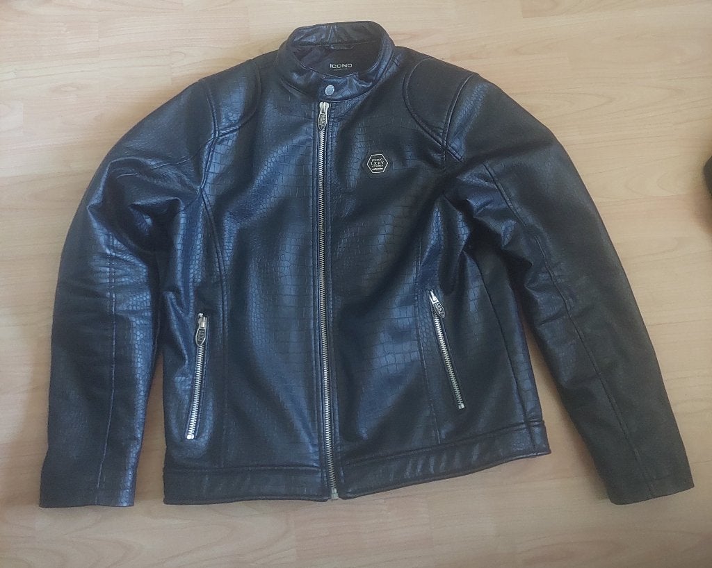 Icon LXRY zwarte leren jas maat S, Kleding | Heren, Jassen | Winter, Ophalen, Zo goed als nieuw, Maat 46 (S) of kleiner, Zwart