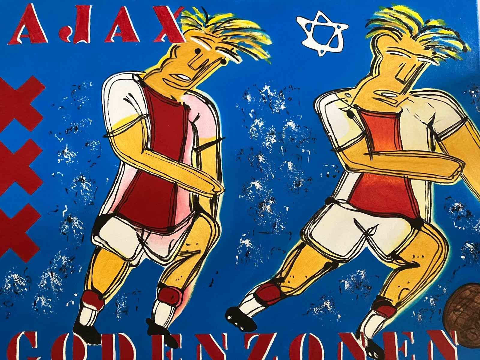 Ajax schilderij op linnen 60 x 80 cm, Ophalen of Verzenden