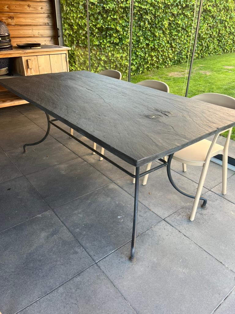 Tafel met robuust leisteen blad, Ophalen, Gebruikt, Rechthoekig, Overige materialen