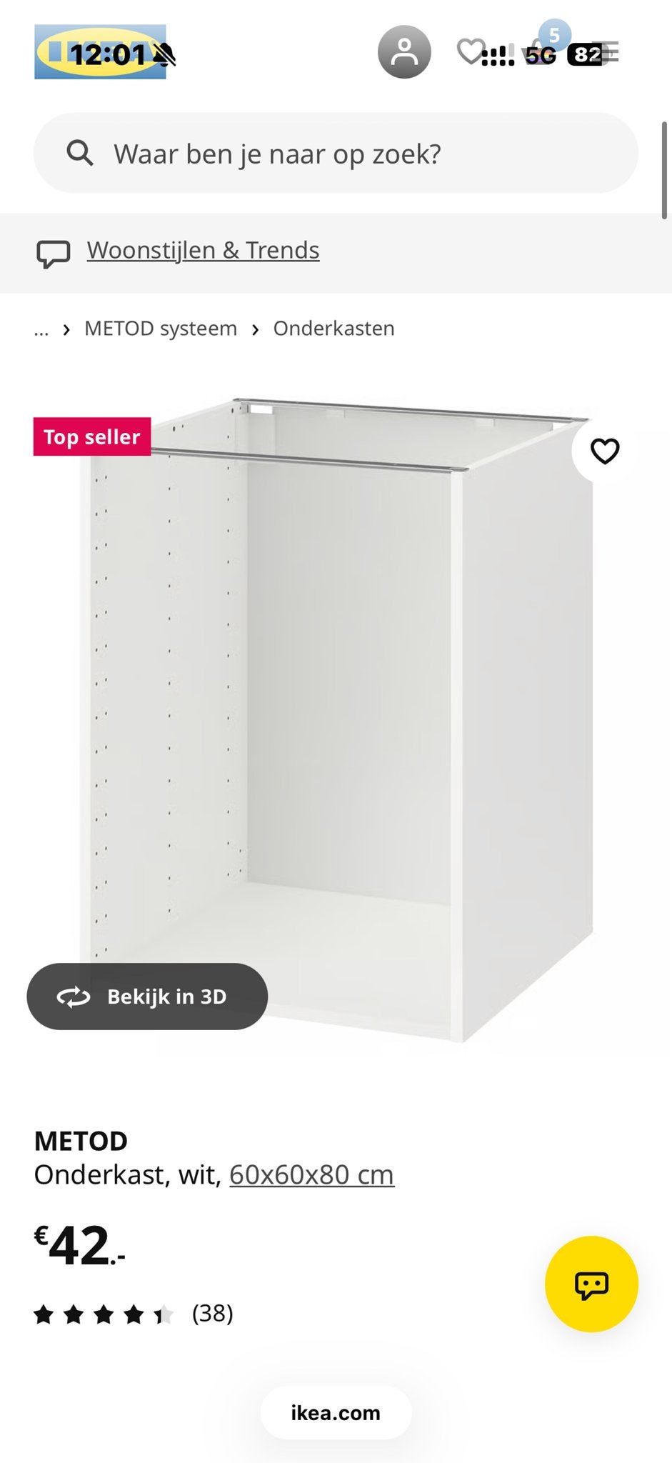 Nieuw in doos 2x IKEA METOD Onderkast wit 60x60x80 cm, Ophalen, Nieuw, Wit, 50 tot 100 cm