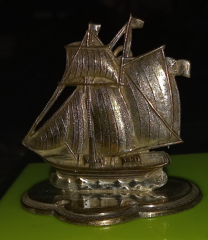 Verzilverd miniatuur schip, Ophalen of Verzenden
