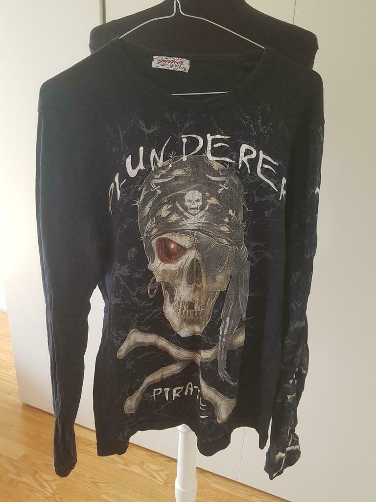 SCAMM heren longsleeve met piraten schedel print – maat M, Ophalen of Verzenden, Maat 48/50 (M), Zwart