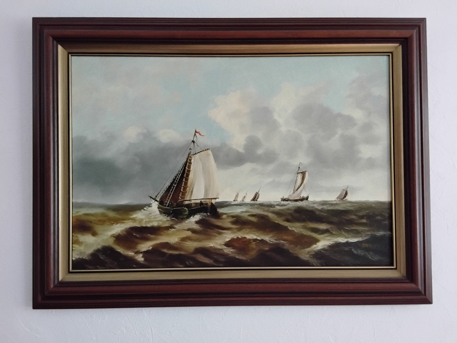Olieverf schilderij tjalken van vd Weiden, Antiek en Kunst, Kunst | Schilderijen | Klassiek, Ophalen