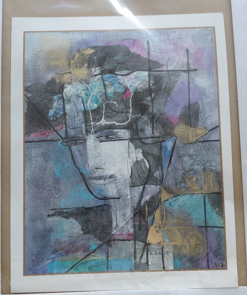 Prent op karton, Ria Bottcher, afm. 57 x 45 cm, lees beschr., Verzenden, Overige typen, Prent, Gesigneerd