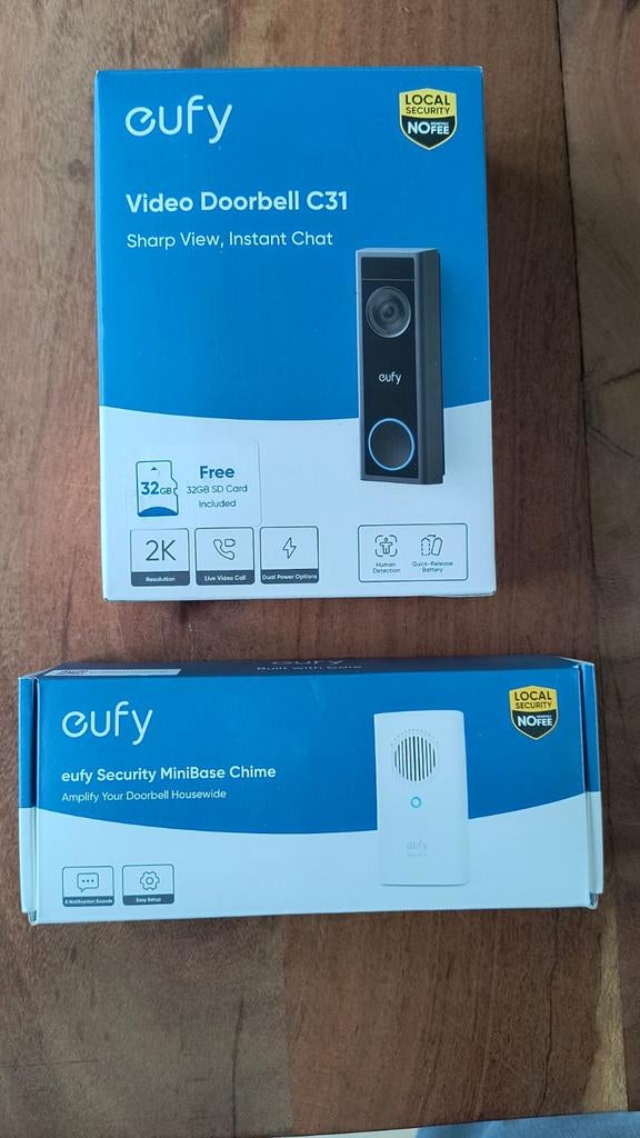 Eufy Video Deurbel C31 met Chime, Ophalen of Verzenden, Bewegingsdetectiesensor, Nieuw, Draadloos